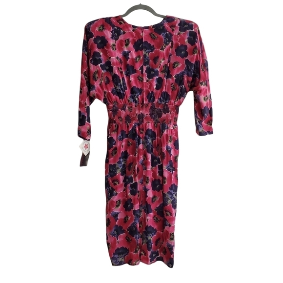 NEW VTG Carol Anderson 4P Pink Floral Midi Dress Petite 80s Secretary - Picture 2 of 10